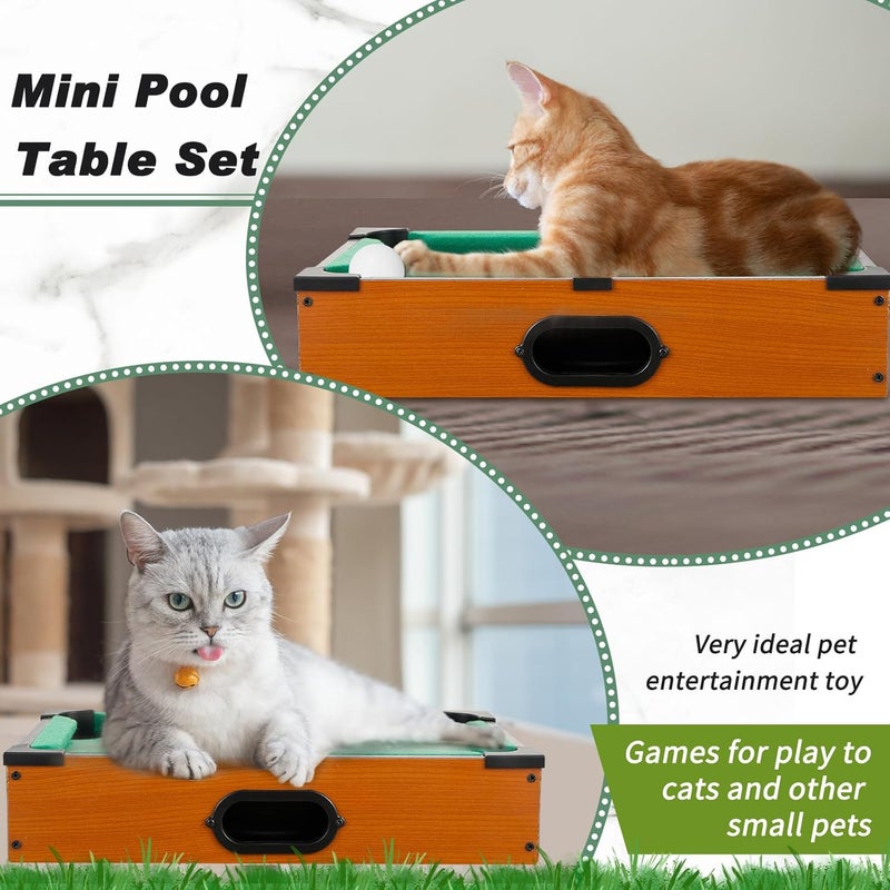Shappy Mini Pool Table Set Pool Table for Cats Small Billiards Game with 16 Balls 2 Billiard Sticks 6 Chalk Cube 6 Pool Cue Tip 1 Brush 1 Triangle Tabletop Portable Billiard for Home Office Desk Cat - Image 5
